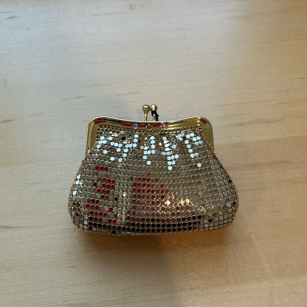 Gold Tone Mesh Sequins Pouch / Micro Mini Purse (never used)